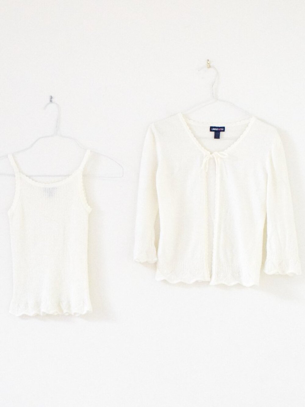 LIMITED TOO Ivory Woven Scalloped Ribbed Knit Tank Top & Cardigan 2 Piece Set